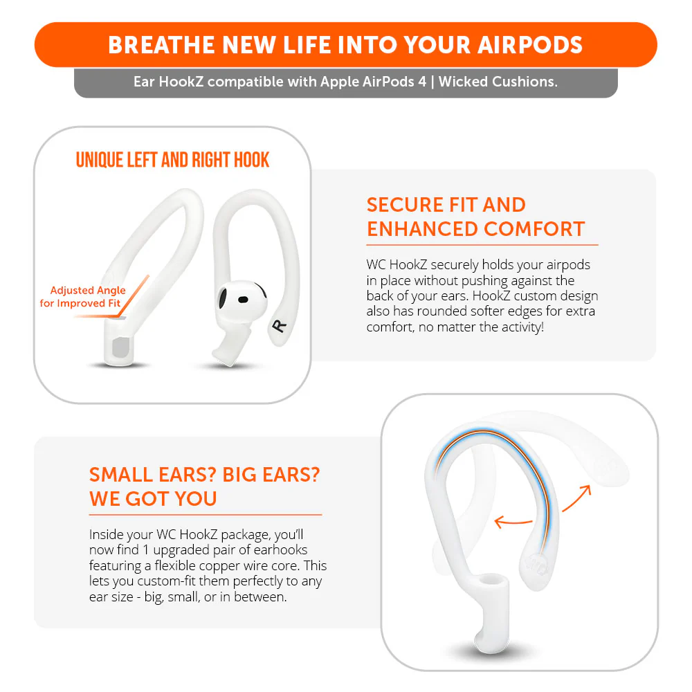 AirPods 4 Adjustable Ear Hooks – WC HookZ AirPods 4 - Image 4