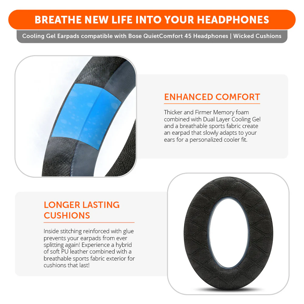Bose QuietComfort 45 Cooling Gel Earpads - WC FreeZe QC45 - Image 15