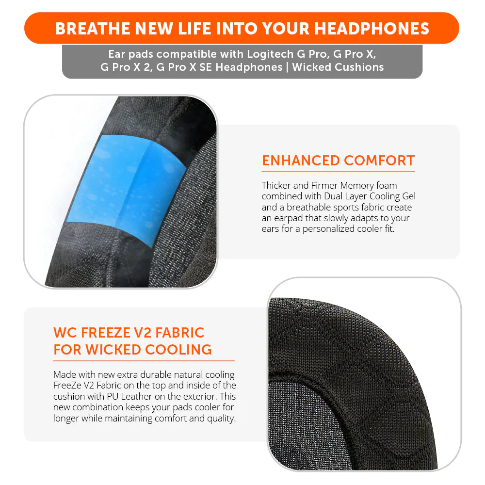 Logitech G Pro X Cooling Gel Earpads - WC FreeZe V2 G Pro X - Image 3
