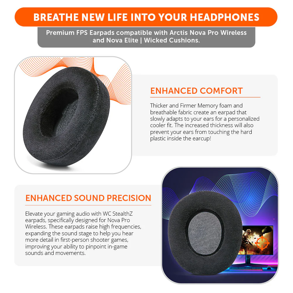 Nova Pro Wireless & Nova Elite Earpads - WC StealthZ - Image 4