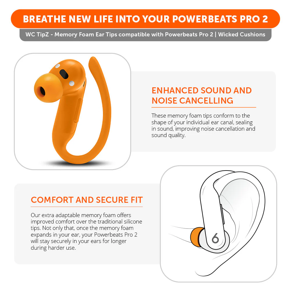 Beats Powerbeats Pro 2 Memory Foam Ear Tips - WC TipZ Powerbeats Pro 2 - Image 9