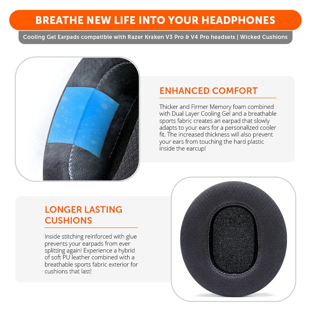 Razer Kraken V3, V3 Pro, V4 & V4 Pro Earpads - WC FreeZe Cooling Gel - Image 3