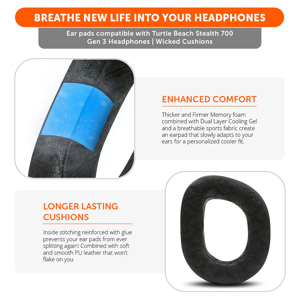 Turtle Beach Stealth 700 Gen 3 Cooling Gel Earpads – WC FreeZe V2 Stealth 700 Gen 3 - Image 3