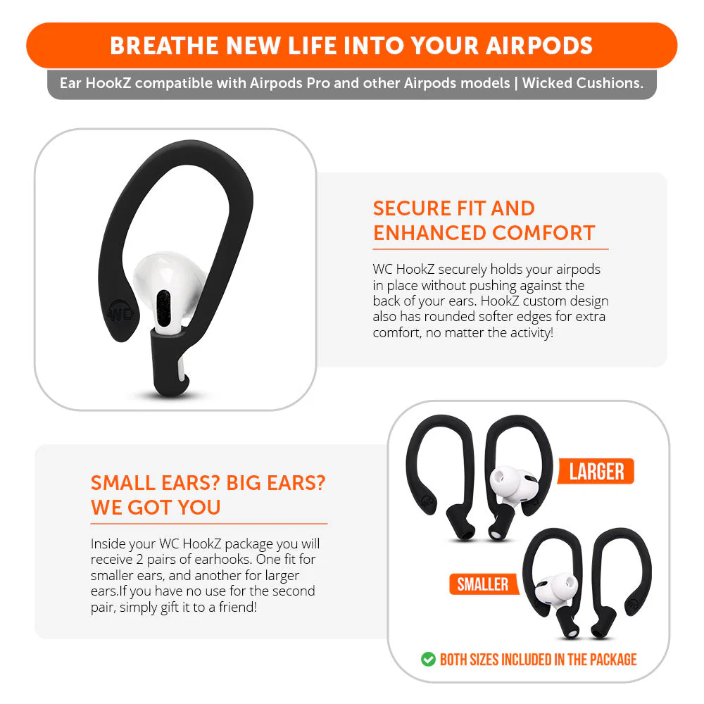 WC HookZ - Over Ear Hooks for Airpods Pro 1, 2 & Airpods 1, 2, 3 - Image 3
