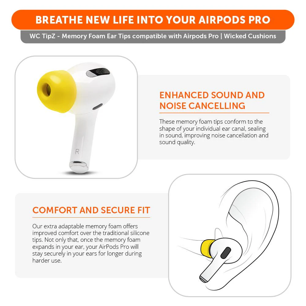 WC TipZ - Memory Foam Ear Tips for Airpods Pro & Airpods Pro 2 - Image 14