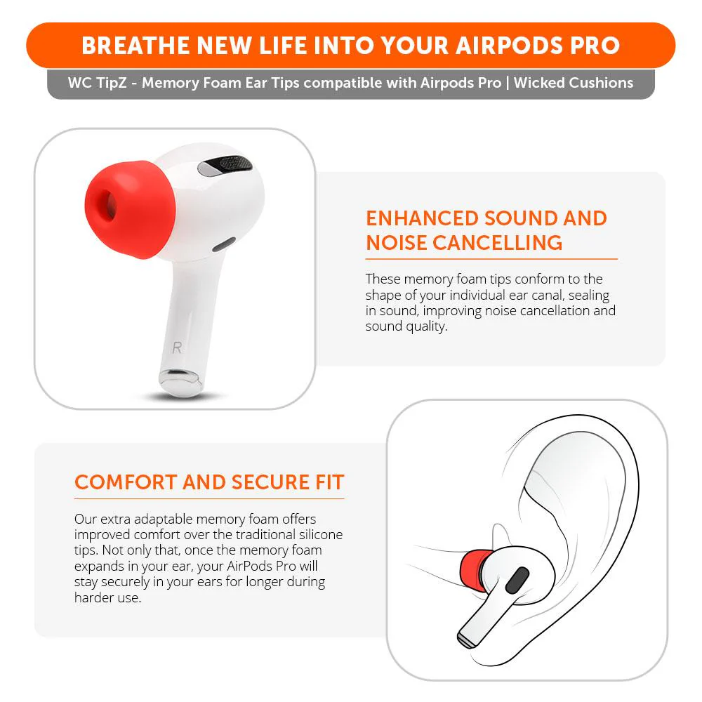 WC TipZ - Memory Foam Ear Tips for Airpods Pro & Airpods Pro 2 - Image 19