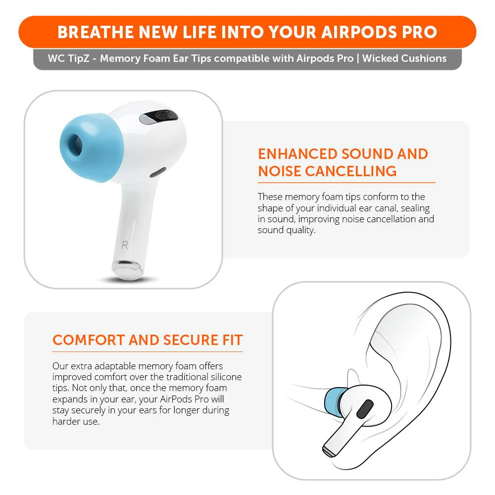 WC TipZ - Memory Foam Ear Tips for Airpods Pro & Airpods Pro 2 - Image 26