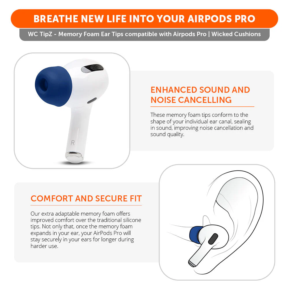 WC TipZ - Memory Foam Ear Tips for Airpods Pro & Airpods Pro 2 - Image 38